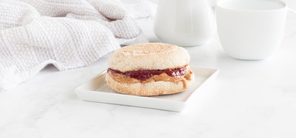 Almond Butter & Raspberry English Muffin Sandwich