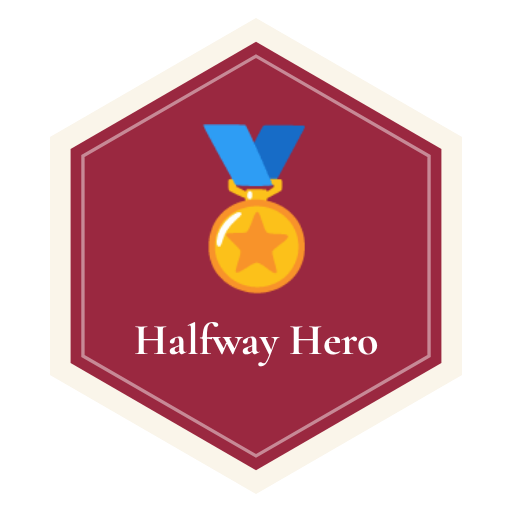 Halfway Hero badge, Honeycomb Health & Wellness