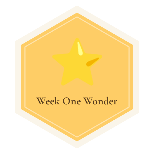 Week One Wonder badge, Honeycomb Health & Wellness
