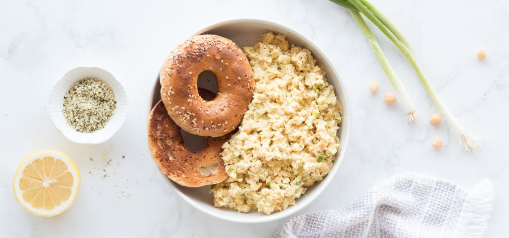 Bagel with Smashed Chickpea & Tofu Salad