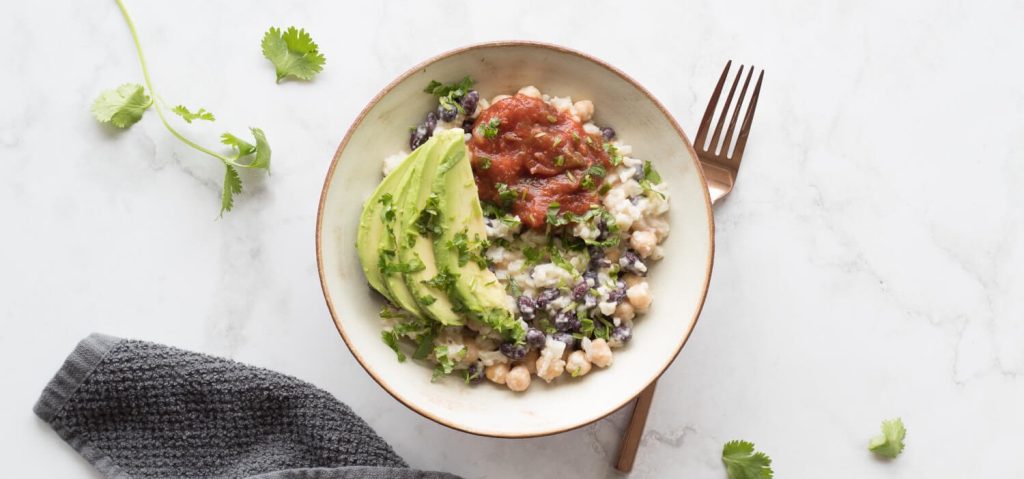 Bean, Chickpea & Cauliflower Rice Bowl