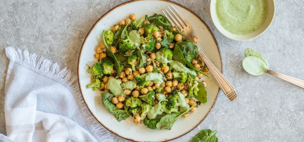 Broccoli & Chickpea Green Goddess Salad