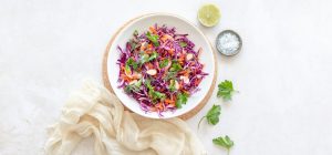 Cabbage Slaw with Fresh Herbs, Almonds & Lime