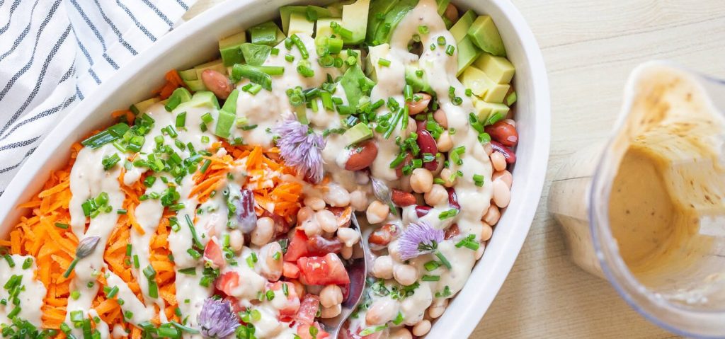 Carrot & Mixed Bean Salad with Tahini Dressing