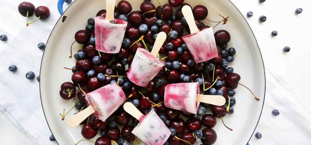 Cherry Blueberry Coconut Popsicles