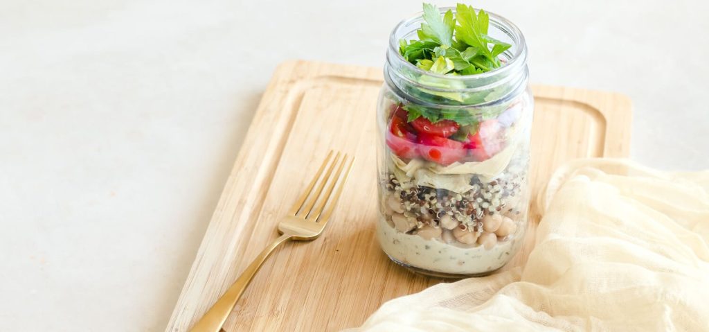 Chickpea, Quinoa & Artichoke Mason Jar Salad