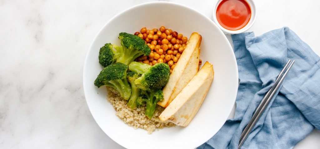 Chickpea, Tofu & Broccoli Quinoa Bowl