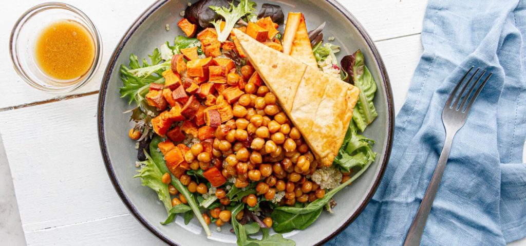 Chickpea, Tofu & Sweet Potato Quinoa Salad