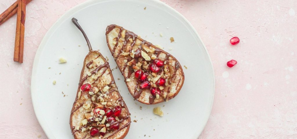 Chocolate Nutty Baked Pears