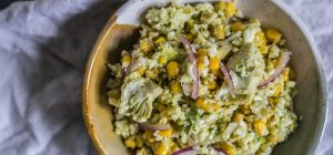 Creamy Artichoke Salad with Cauliflower Rice