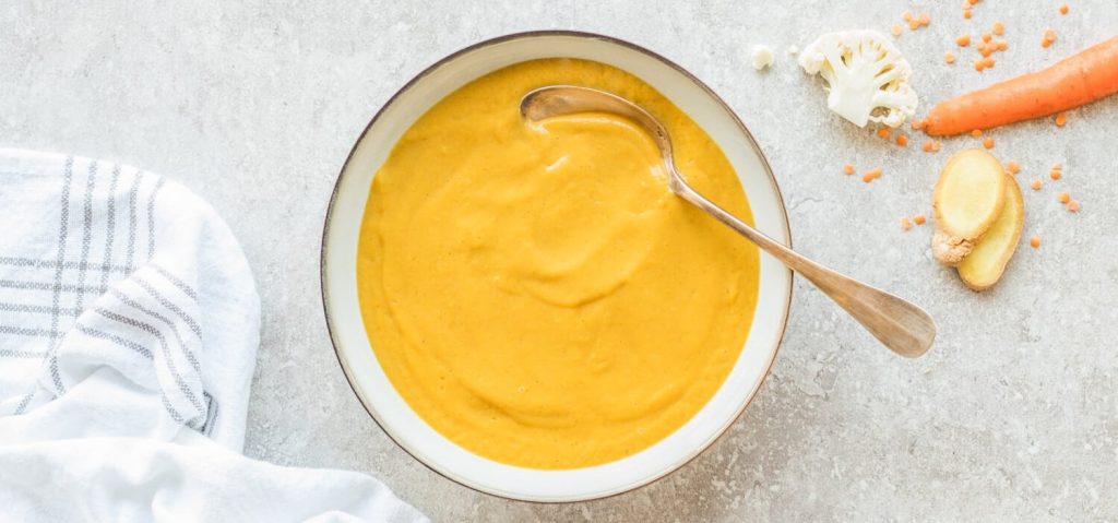 Creamy Curried Cauliflower & Lentil Soup