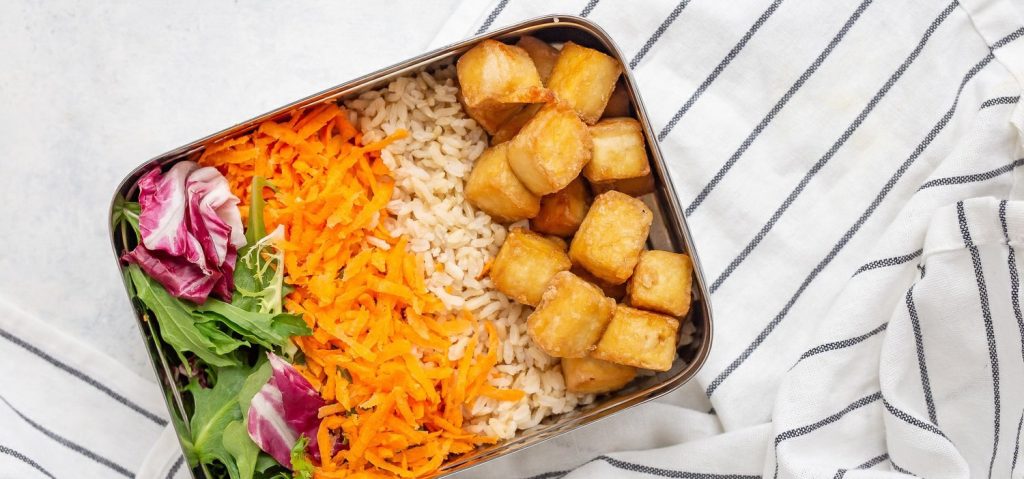 Crispy Tofu, Carrot & Rice
