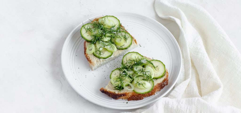 Cucumber & Hummus Open Face Sandwich