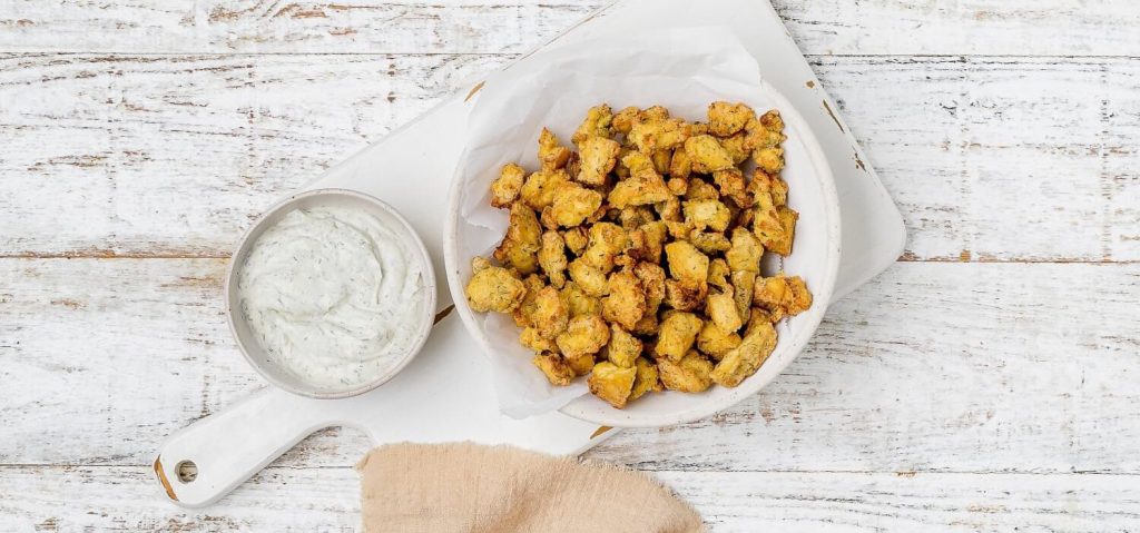 Dill Pickle Tofu Bites with Ranch Dip