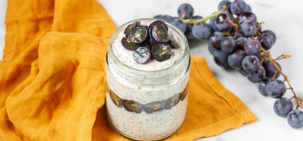 Grape & Vanilla Protein Chia Pudding