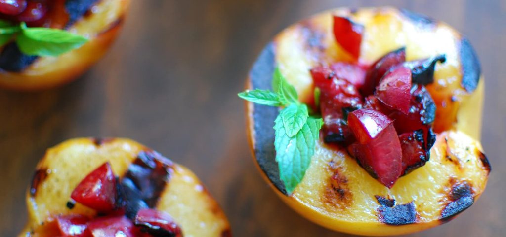 Grilled Cherry Stuffed Peaches