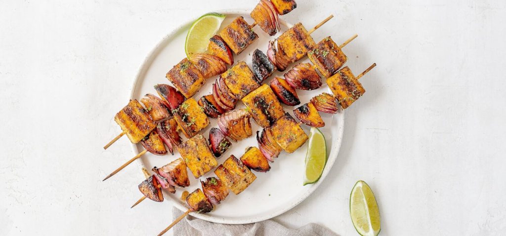 Grilled Tofu & Peach Skewers