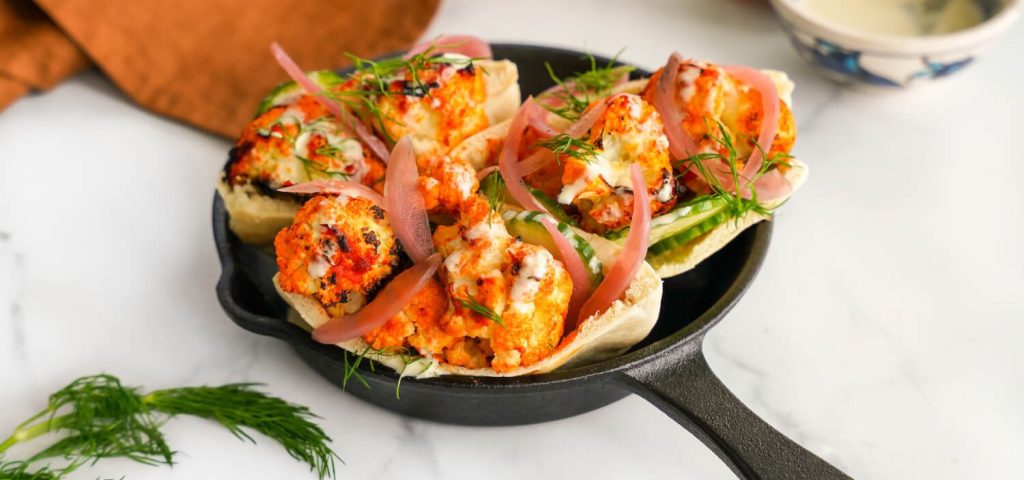 Harissa Roasted Cauliflower Pitas