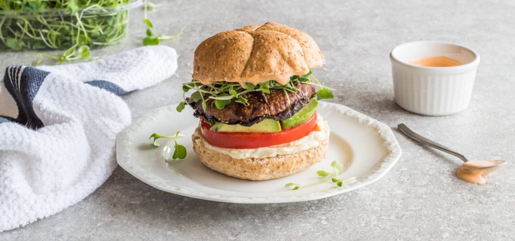 Hummus & Avocado Portobello Mushroom Burger