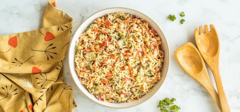 Hummus, Chickpea & Artichoke Risoni Salad
