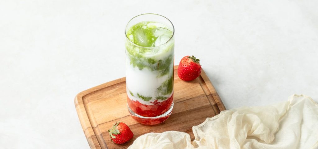 Iced Strawberry Lemon Matcha Latte