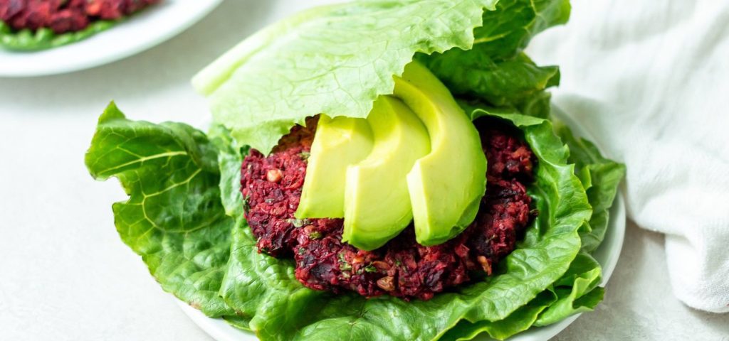 Lettuce Wrap Lentil Beetroot Burgers