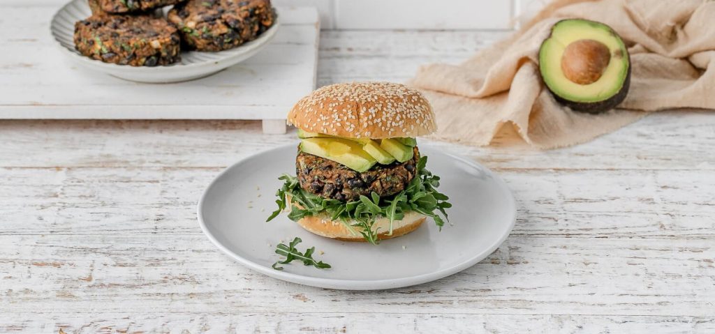 Loaded Black Bean Burgers with Avocado