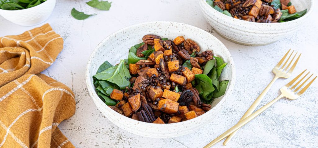 Maple Roasted Lentil & Sweet Potato Salad