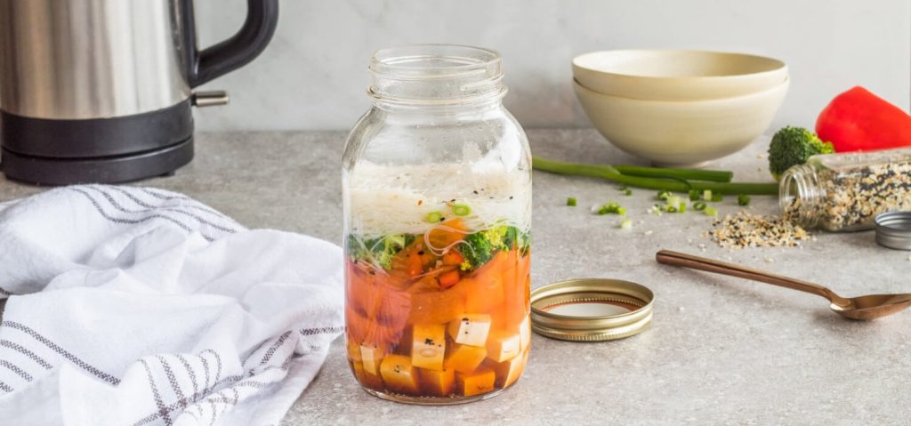 Mason Jar Vermicelli Tofu Soup