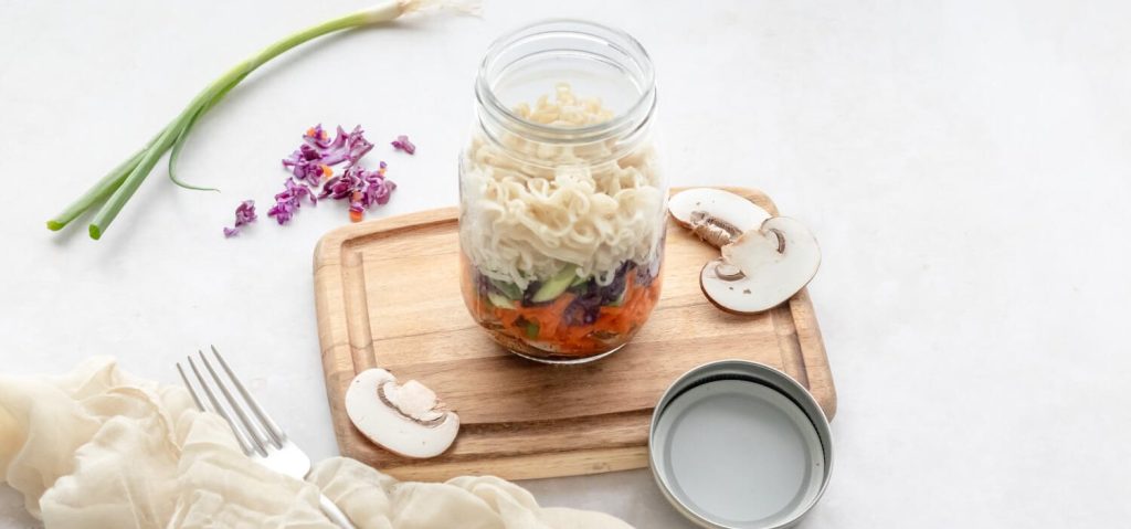 Meal Prep Veggie Ramen Noodle Jars