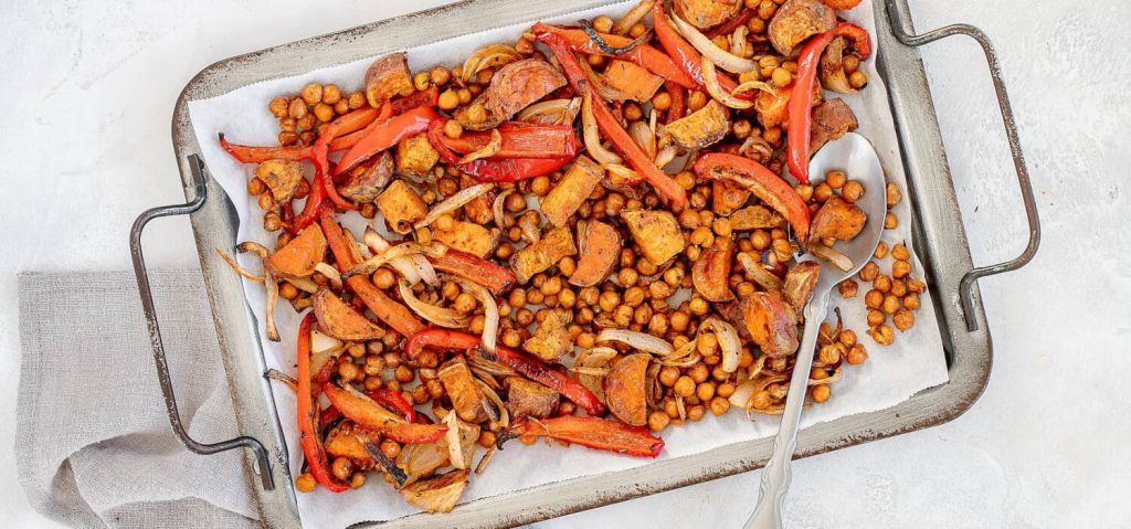 One Pan Sweet Potatoes & Chickpeas