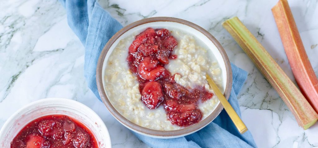 Porridge with Strawberry Rhubarb Chia Jam