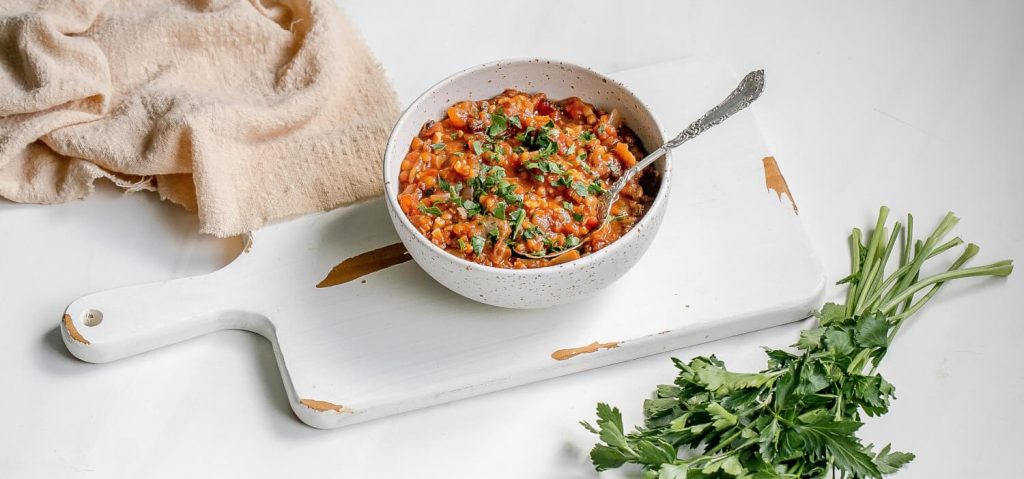 Pressure Cooker Lentil, Mushroom & Farro Soup