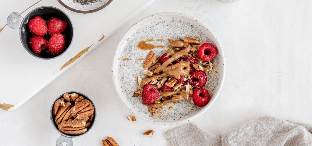 Raspberry Pecan Warm Chia Pudding