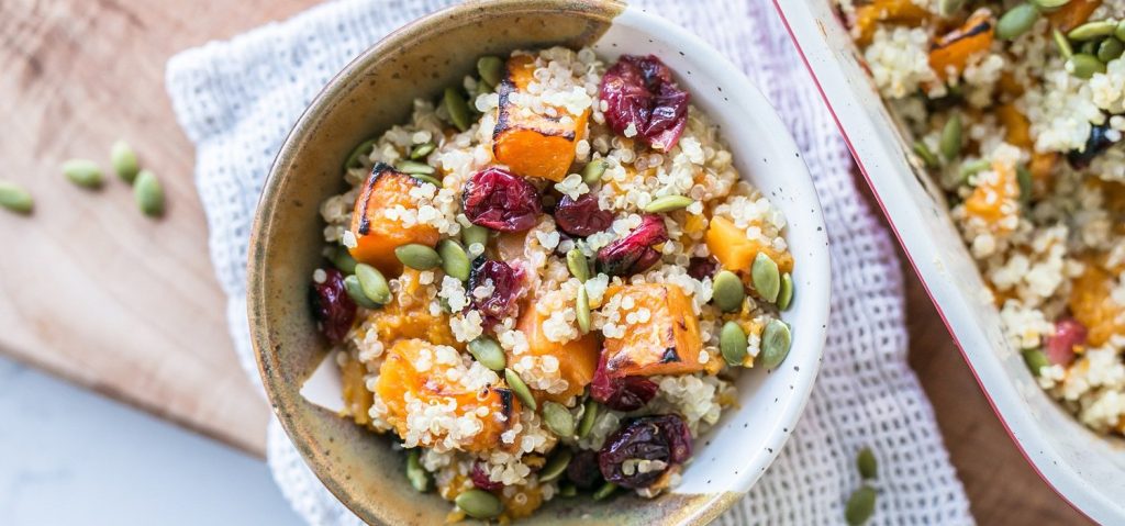Roasted Cranberry & Sweet Potato Quinoa Salad
