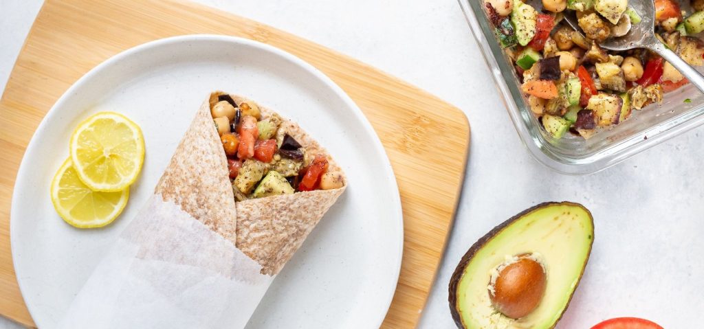 Roasted Eggplant & Chickpea Wrap