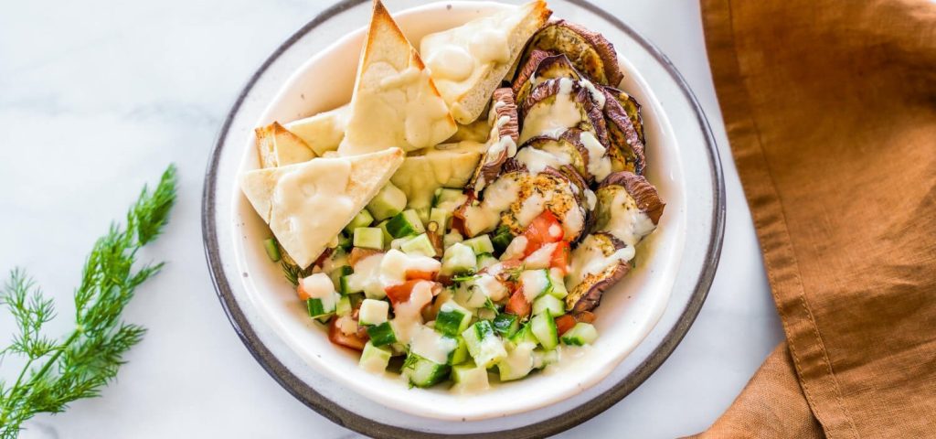 Roasted Eggplant & Cucumber Salad