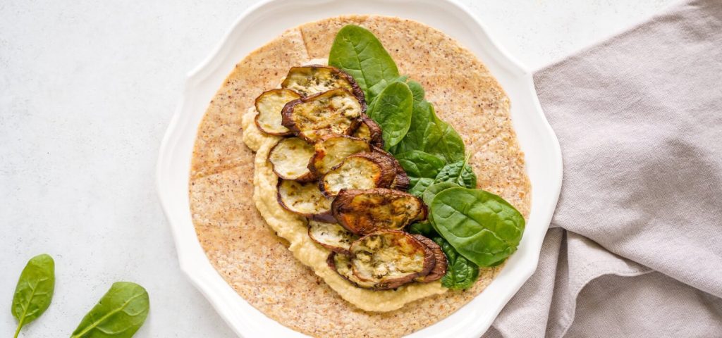 Roasted Eggplant & Hummus Wrap
