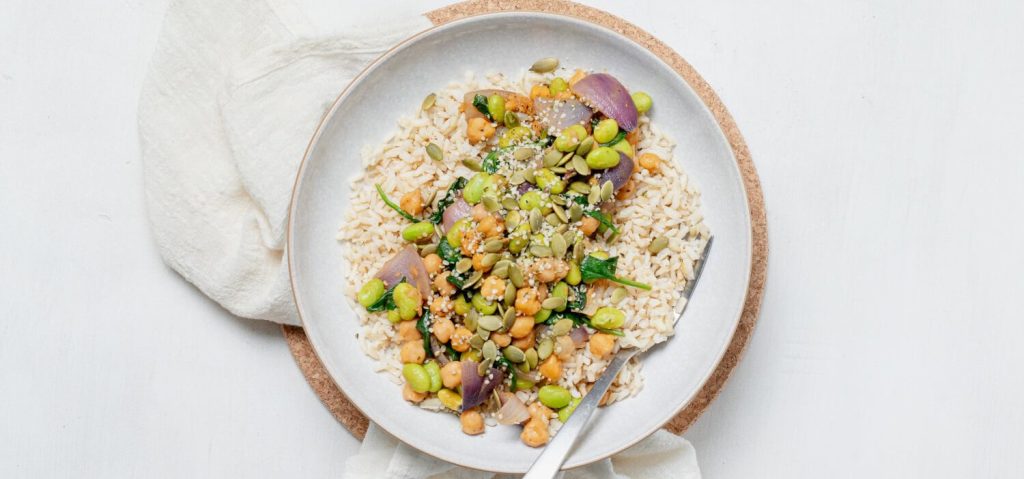 Sauteed Chickpea & Edamame Bowl