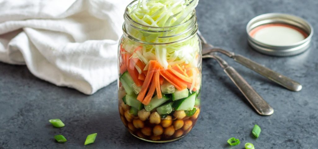 Sesame Chickpea Mason Jar Salad