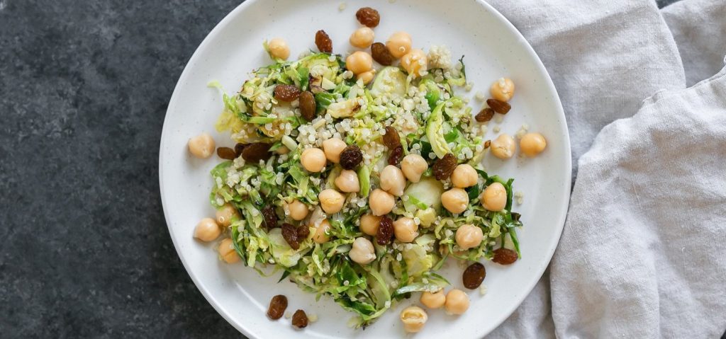 Shaved Brussels Sprouts with Chickpeas & Raisins