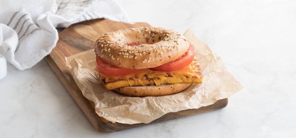 Smoky Tofu & Tomato Bagel Sandwich