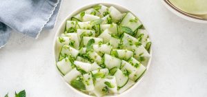 Spicy Melon & Cucumber Ribbon Salad
