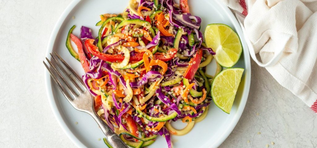 Spiralized Veggie Noodles with Peanut Sauce