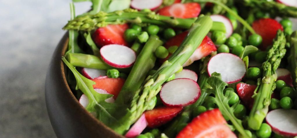 Strawberry Asparagus Salad with Tahini Dressing