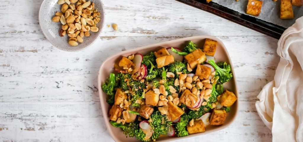 Tofu & Broccoli Salad with Peanut Sauce