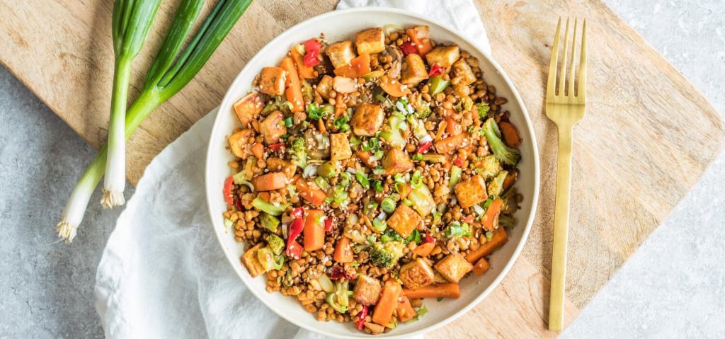 Tofu & Lentil Stir Fry with Veggies