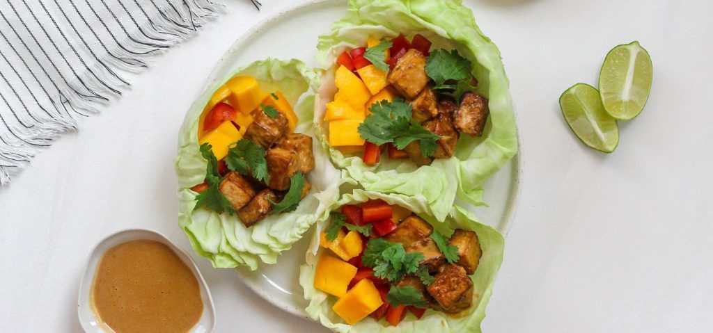 Tofu Cabbage Wraps with Peanut Sauce