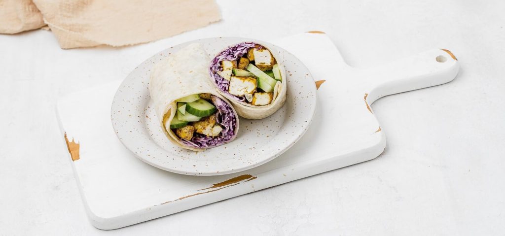 Tofu Shawarma Wrap with Tahini Slaw