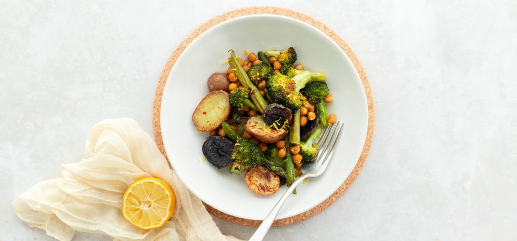 Tray-Baked Mini Potatoes, Chickpeas & Veggies
